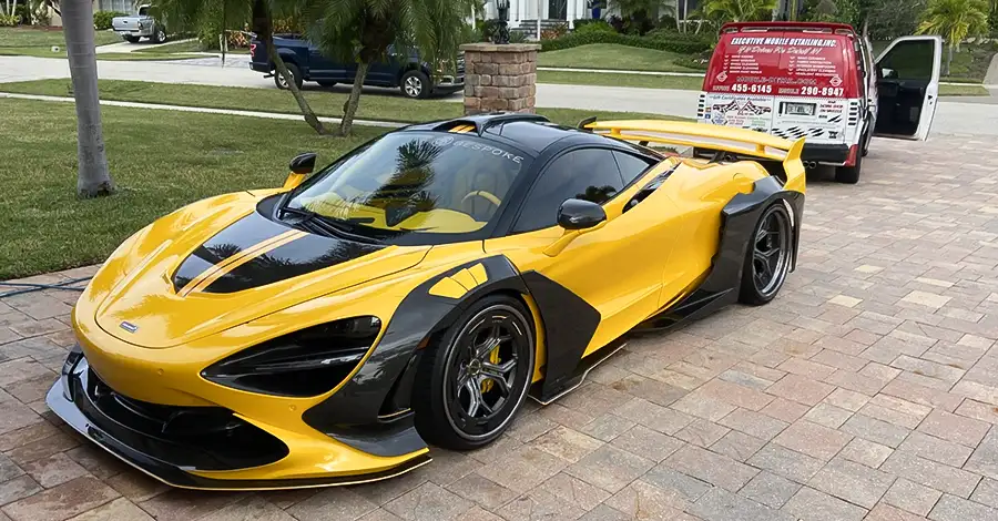 Yellow and black sports car looks amazing.